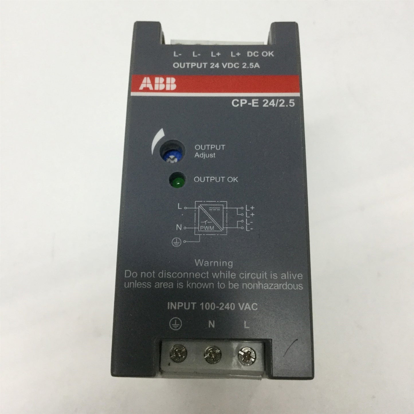 Used ABB CP-E 24/2.5 Switch Mode Power Supply 100-240VAC Input, 24VDC 2.5A Output