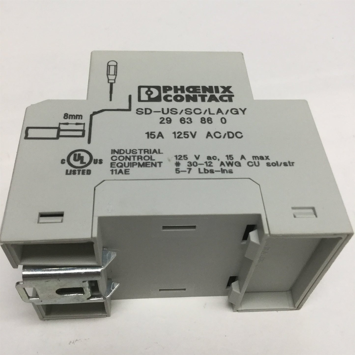 Used Phoenix Contact SD-US/SC/LA/GY 2963860 DIN Mount Power Outlet Socket 120VAC 15A