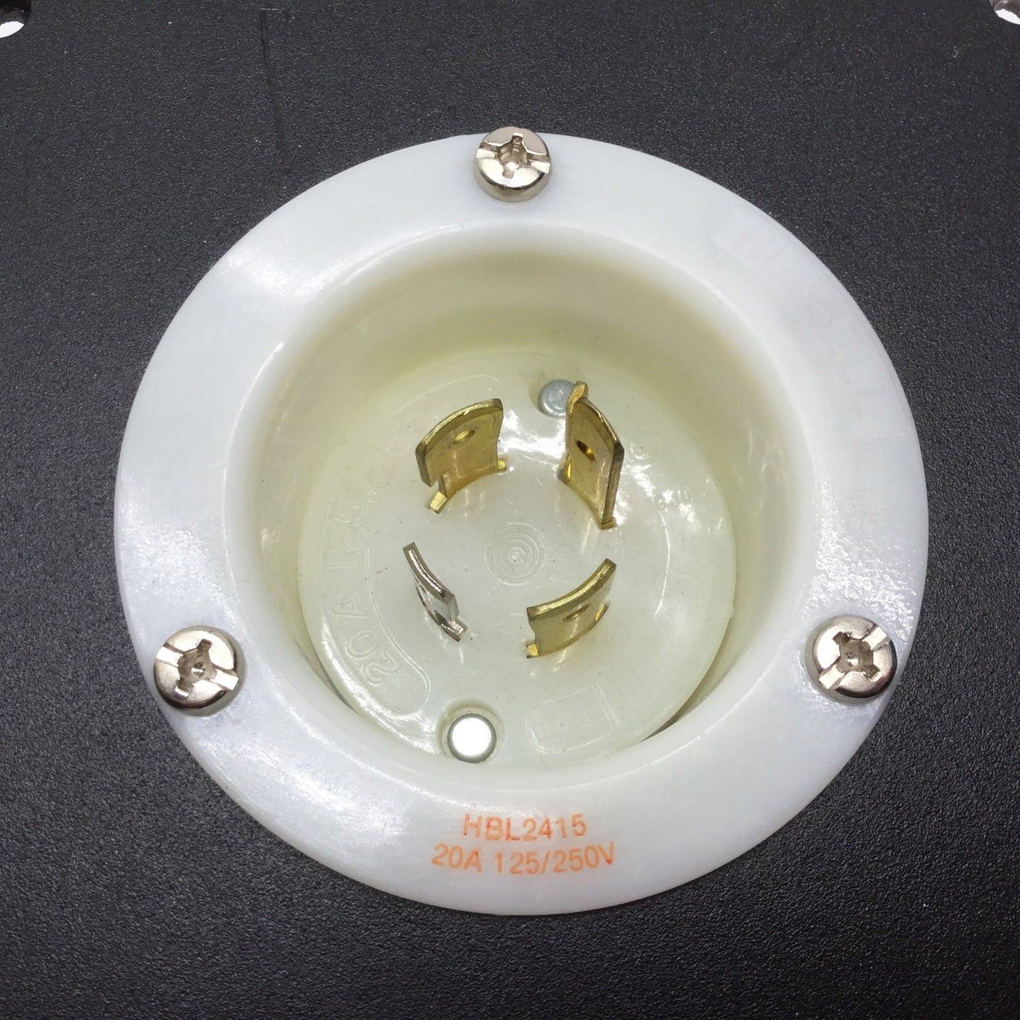 Used Hubbell HBL2415 20A, 125/250V Turn-Locking Male Receptacle & Enclosure *4 Holes*