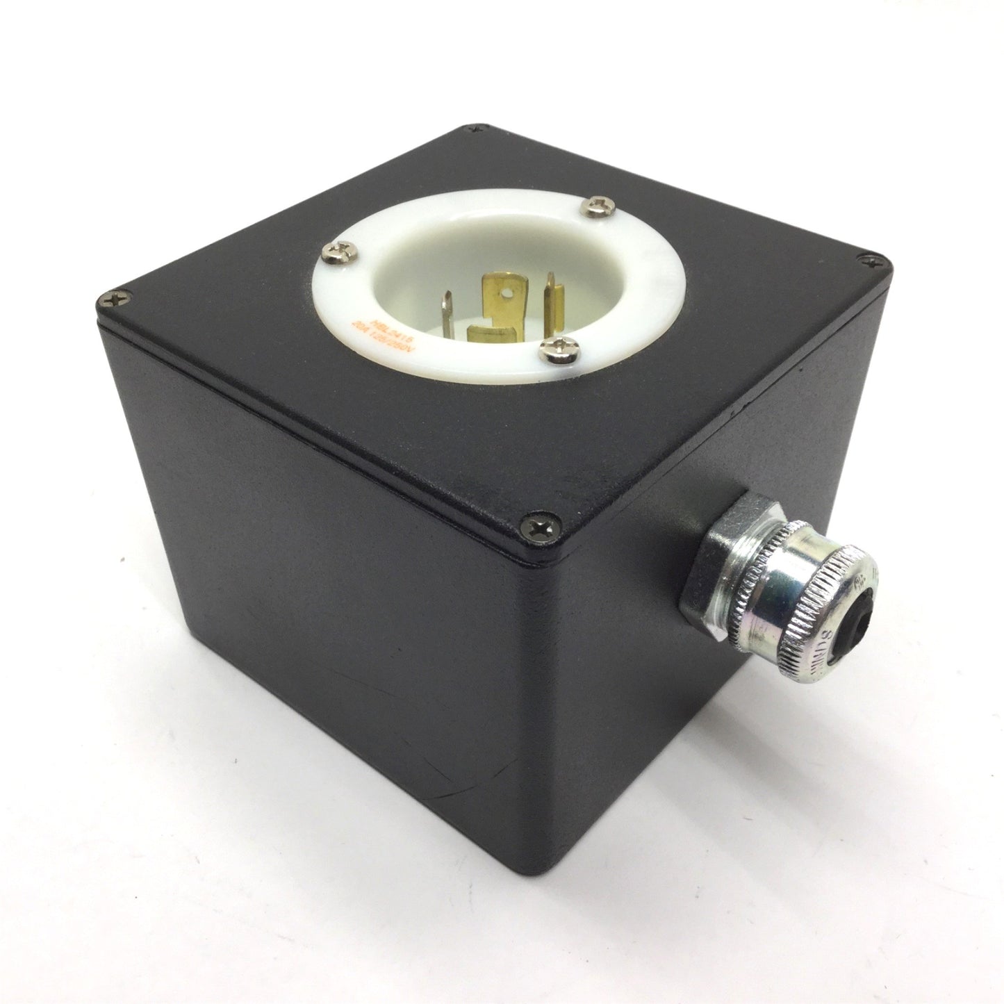 Used Hubbell HBL2415 20A, 125/250V Turn-Locking Male Receptacle & Enclosure *4 Holes*