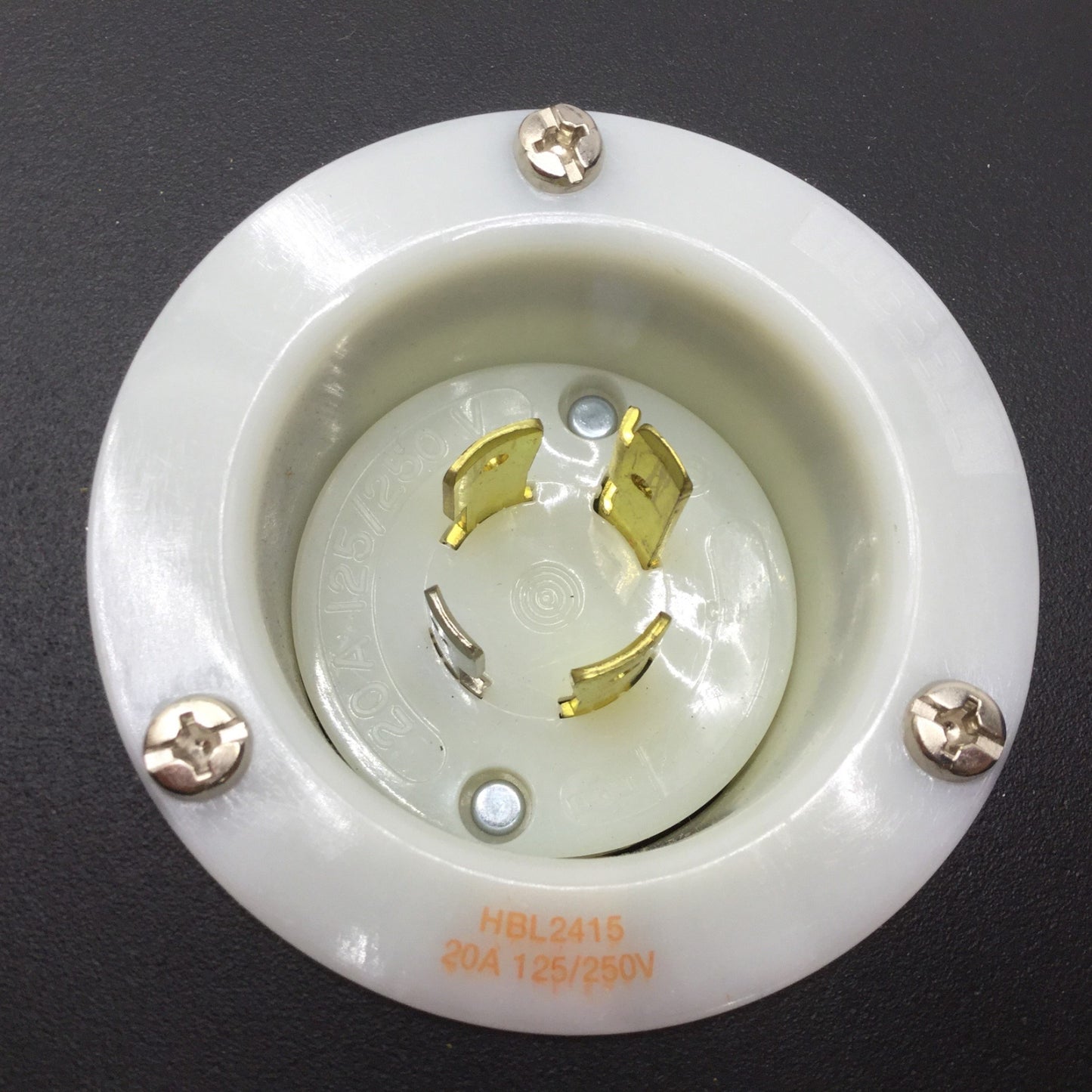 Used Hubbell HBL2415 20A, 125/250V Turn-Locking Male Receptacle & Enclosure *8 Holes*