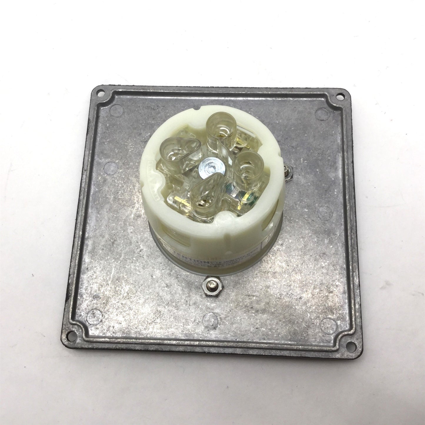 Used Hubbell HBL2415 20A, 125/250V Turn-Locking Male Receptacle & Enclosure *8 Holes*