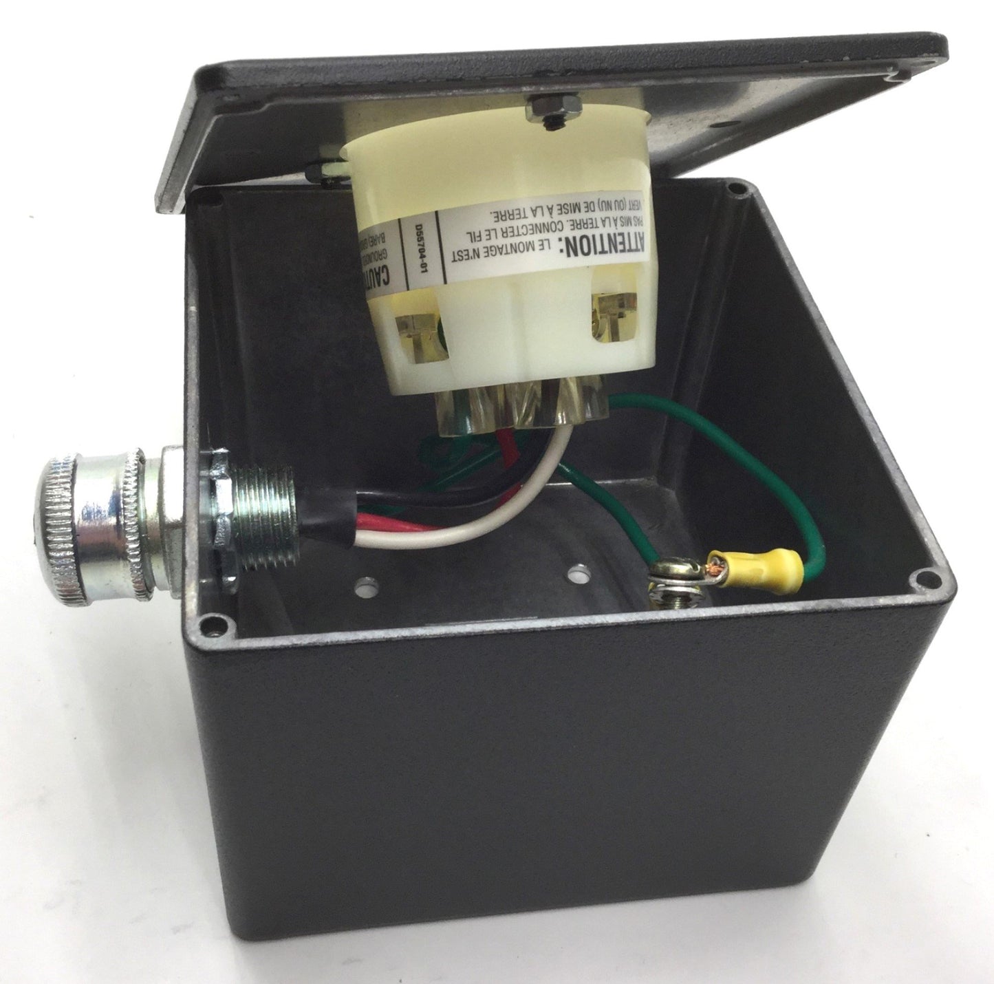 Used Hubbell HBL2415 20A, 125/250V Turn-Locking Male Receptacle & Enclosure *5 Holes*