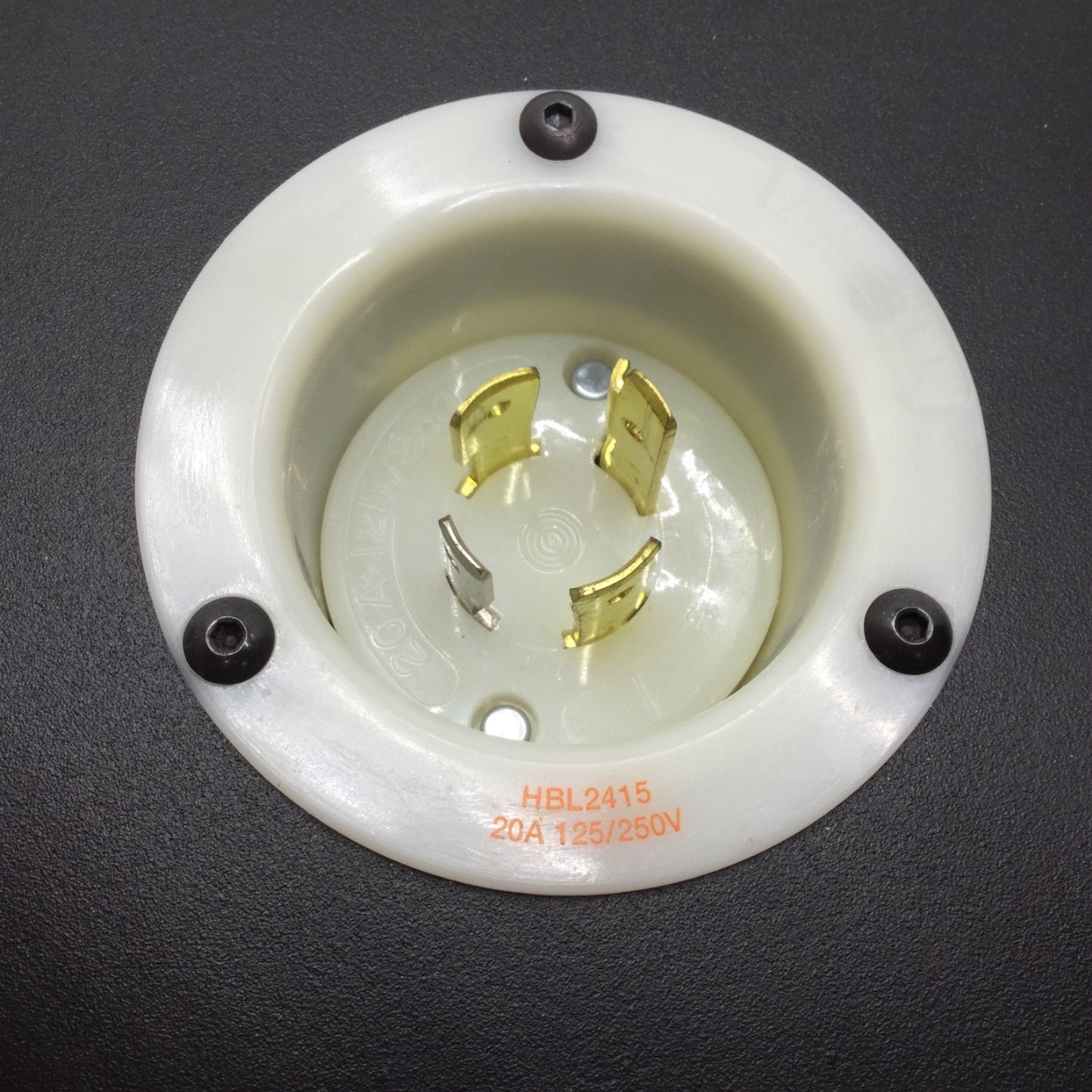 Used Hubbell HBL2415 20A, 125/250V Turn-Locking Male Receptacle & Enclosure *5 Holes*