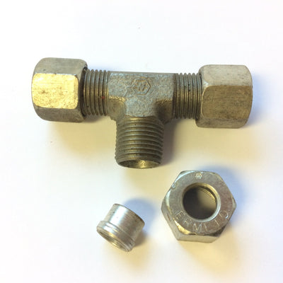 New – Open box Lot of 5 Weatherhead Ermeto 1/4" Tube Flareless Compression Union Tee Fitting