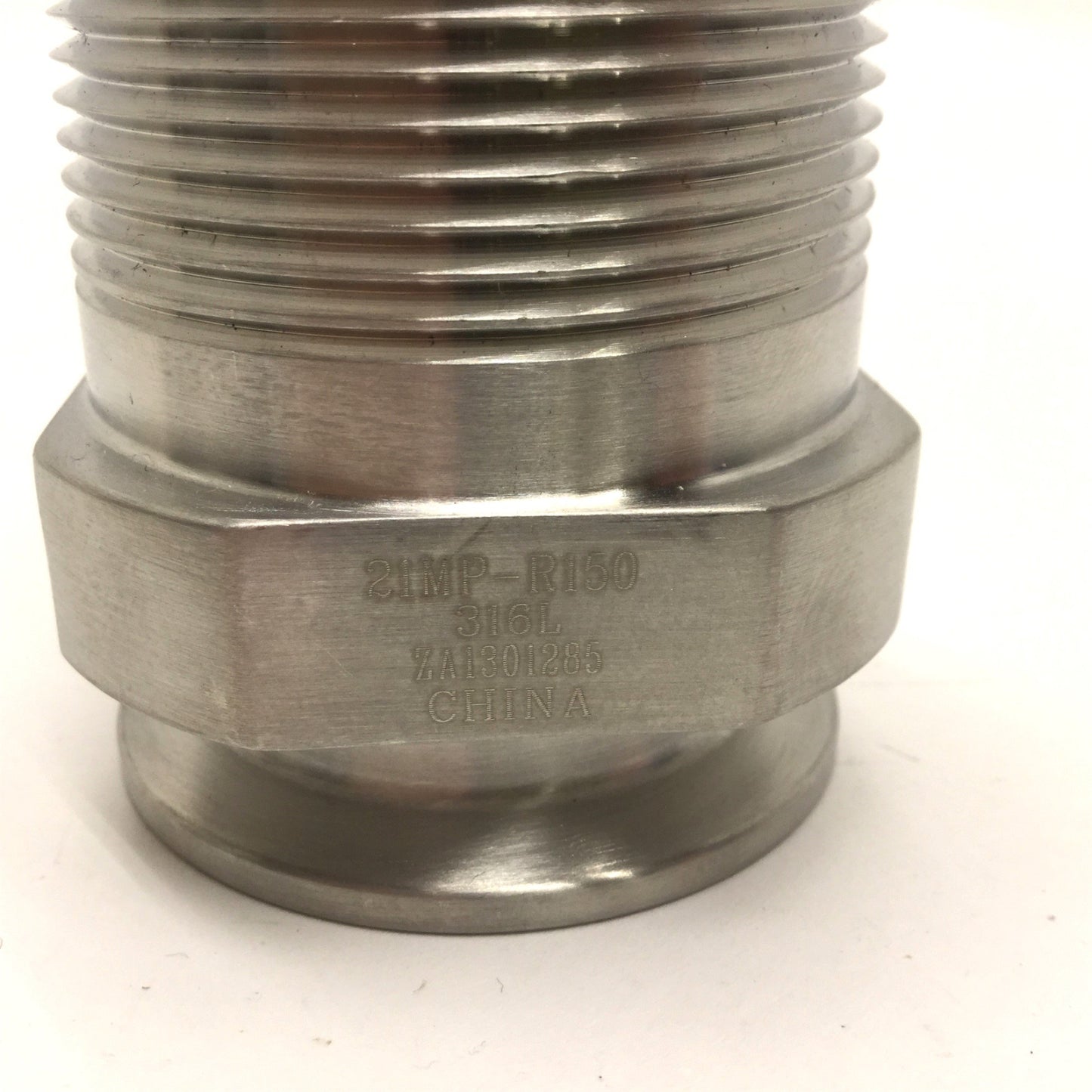 Used DIXON 21MP-R150 316L SS Male NPT Clamp Adapter, 1-1/2" Thread, OD: 1-1/2"