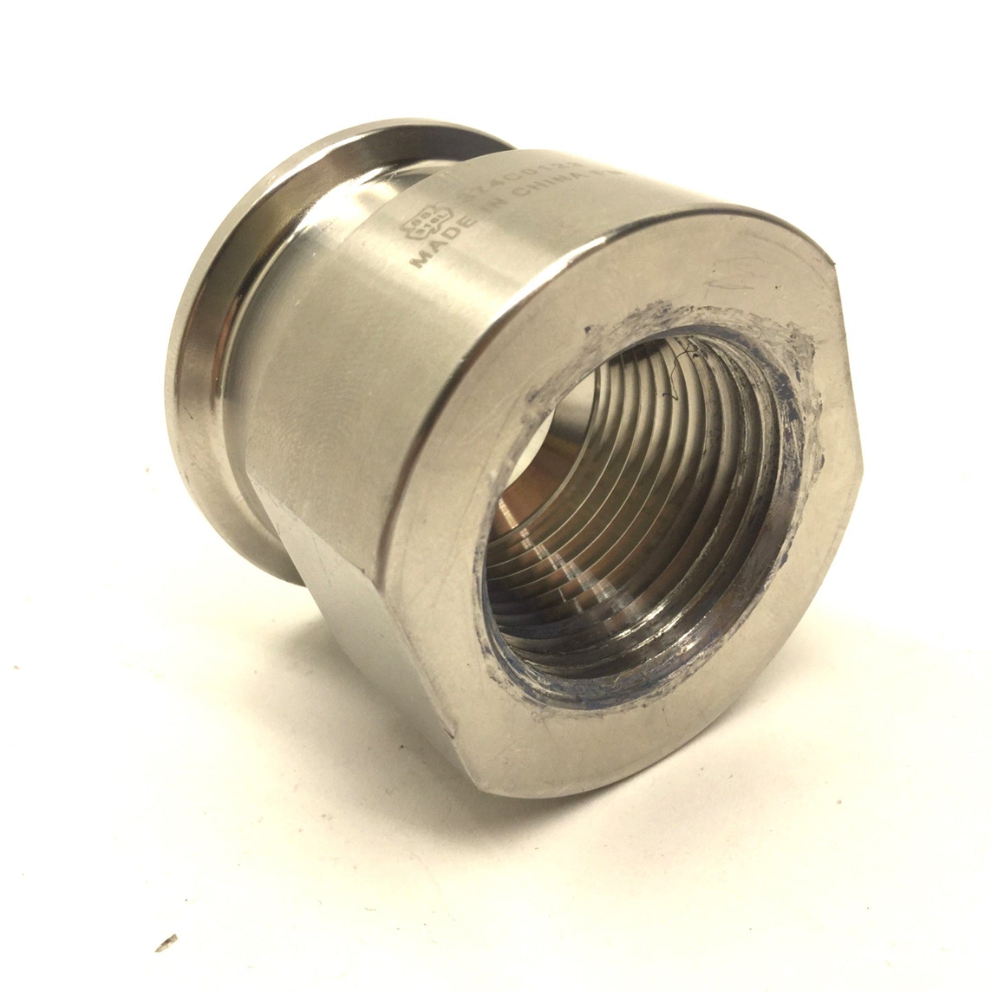 Used Tri-Clamp 1" Ladish Sanitary 316L SS Female Clamp Adapter Fitting, 1" NPT Thread