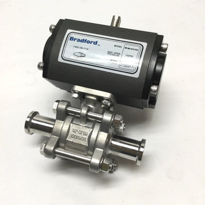 Used Dixon Bradford RP-BA-012-DA Double Acting Actuator w/ 3/4" Sanitary Ball Valve