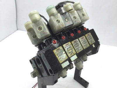 Used 4x Aro A222SS-024 1x A222SD Solenoid Air Valve 2-Pos 4-Way 1/4 NPT 24VDC