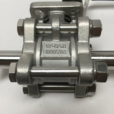 Used Dixon Bradford BV2CV-050CC-A 3-Piece Ball Shut-Off Valve CF8M SS 1/2" 1000WOG