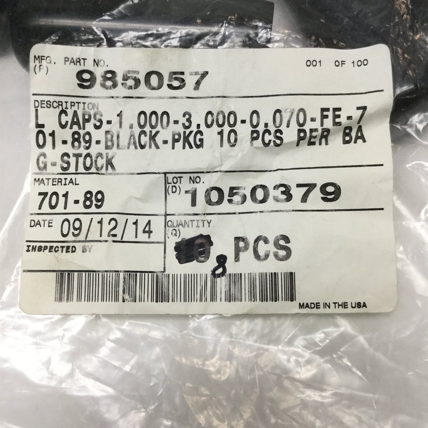 New – Open box StockCap Black Plastic Caps 701-89, 1" ID, (8x) 985057 3"L & (95x) 287243 1/2"L