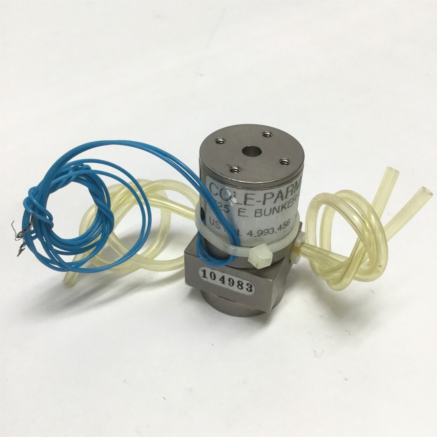 Used Cole-Parmer 98301-32 Neptune Research Solenoid Pinch Valve 1NO-1NC 24VDC, 1/8 OD