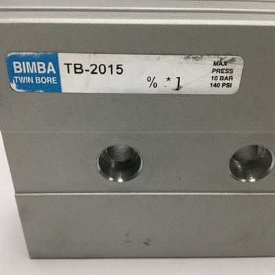 Used Bimba TB-2015 Twin Bore Cylinder Air Table Slide 20mm Bore, 15mm Stroke M5 Ports