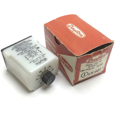 Used Dayton 6X603A Solid State Time Delay Relay, Interval Time Delay, Range: 1-10Sec