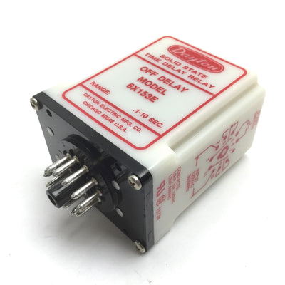 Used Dayton 6X153E Solid State Time Delay Relay, Range: 0.1-10sec, Input: 120VAC