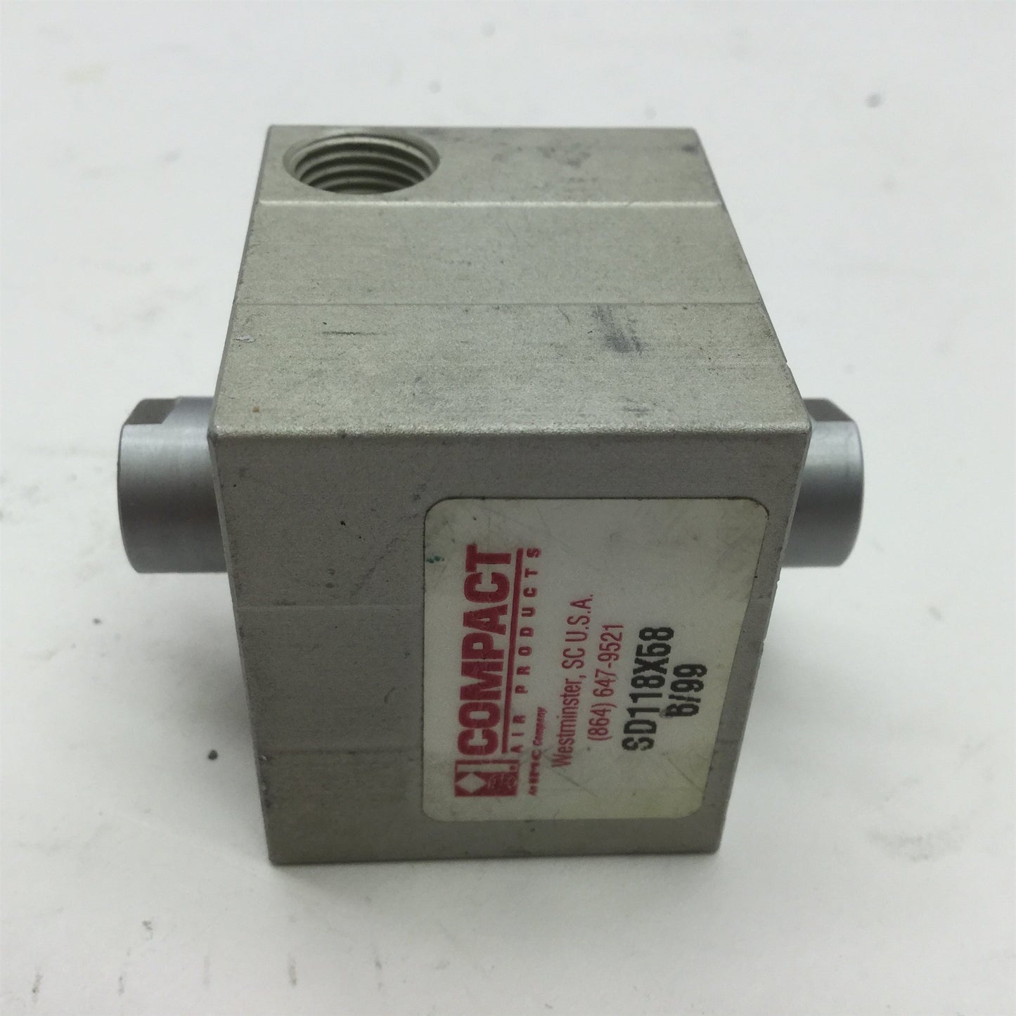 Used Compact SD118X58 Pneumatic Cylinder, 1/8" NPT Travel: 0.625"