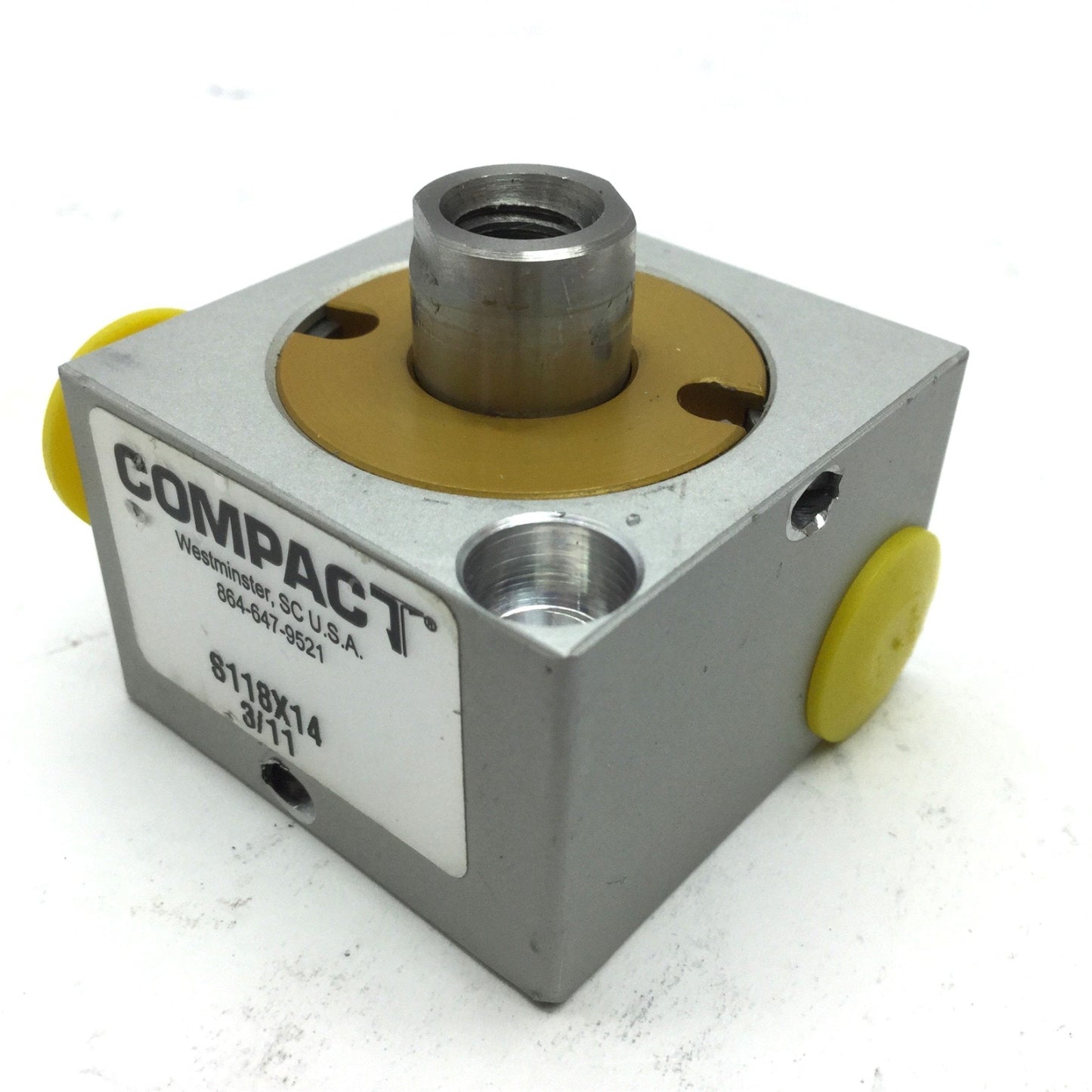 Used Compact S118X14 Pneumatic Cylinder, 1/8" NPT, Travel: 0.25"