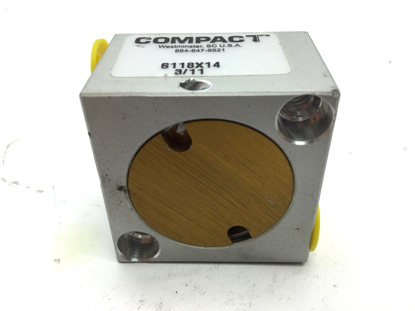 Used Compact S118X14 Pneumatic Cylinder, 1/8" NPT, Travel: 0.25"