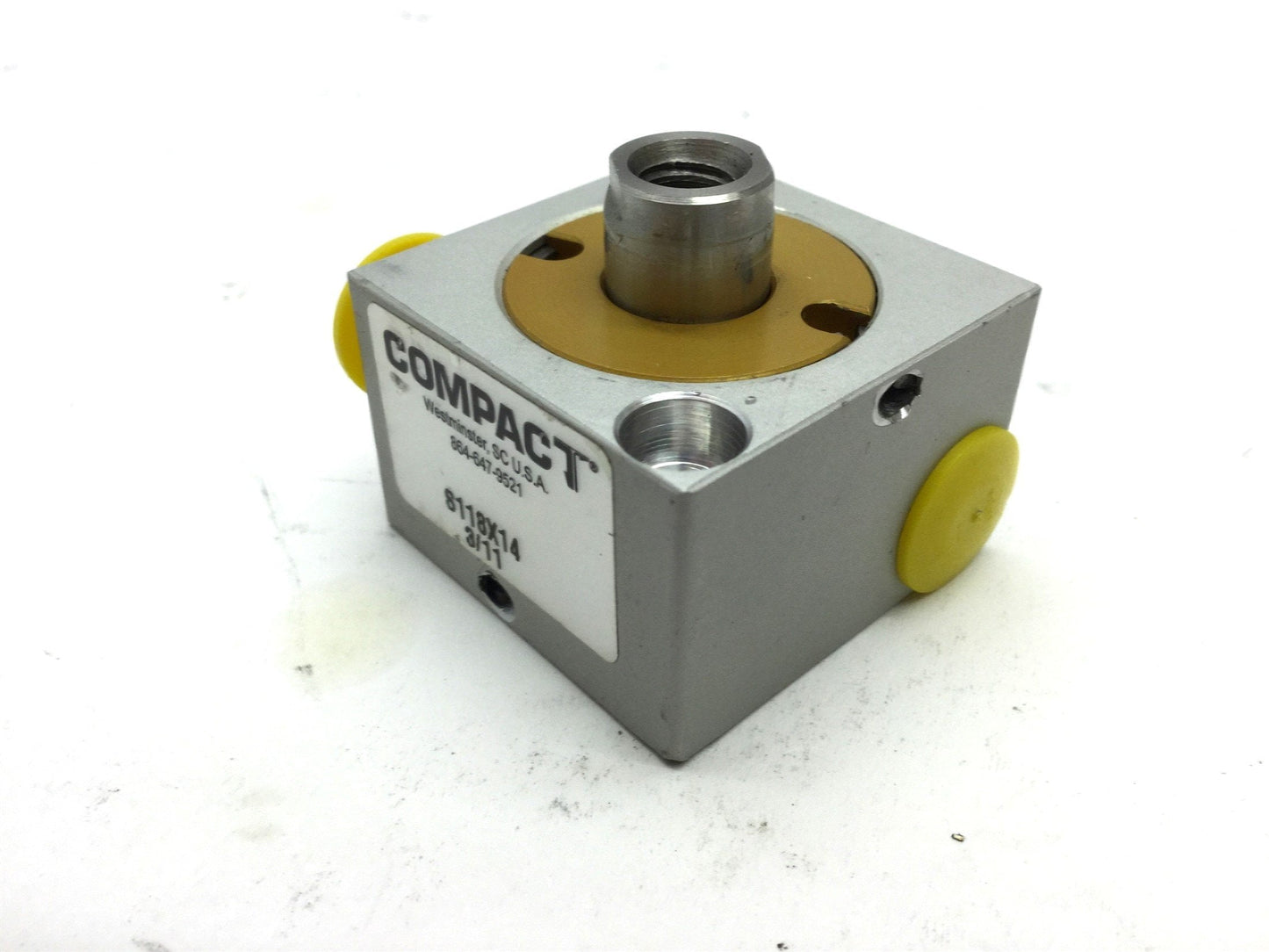 Used Compact S118X14 Pneumatic Cylinder, 1/8" NPT, Travel: 0.25"