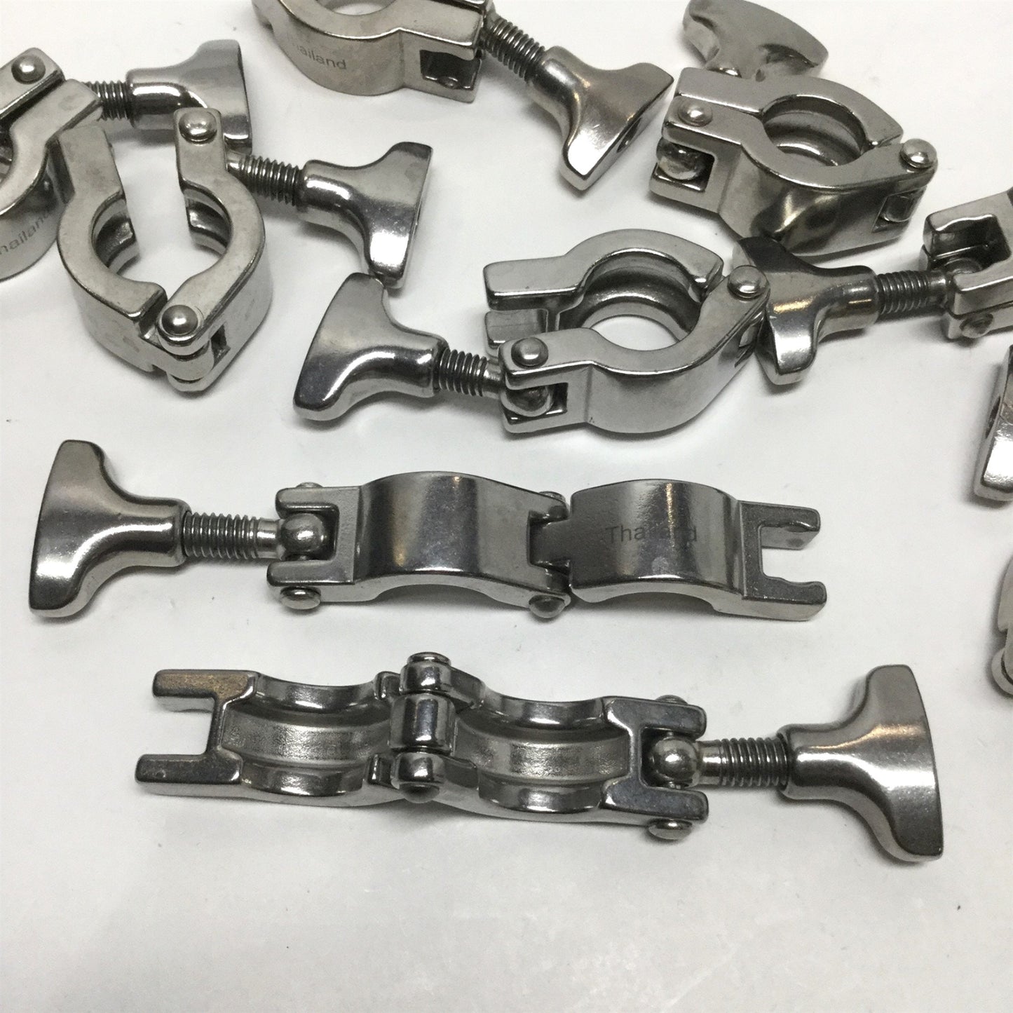 Used Lot of 10 13MHHS-0.75-S Single-Pin Sanitary Flange Tri Clamps Wing Nut 1/2"-3/4"