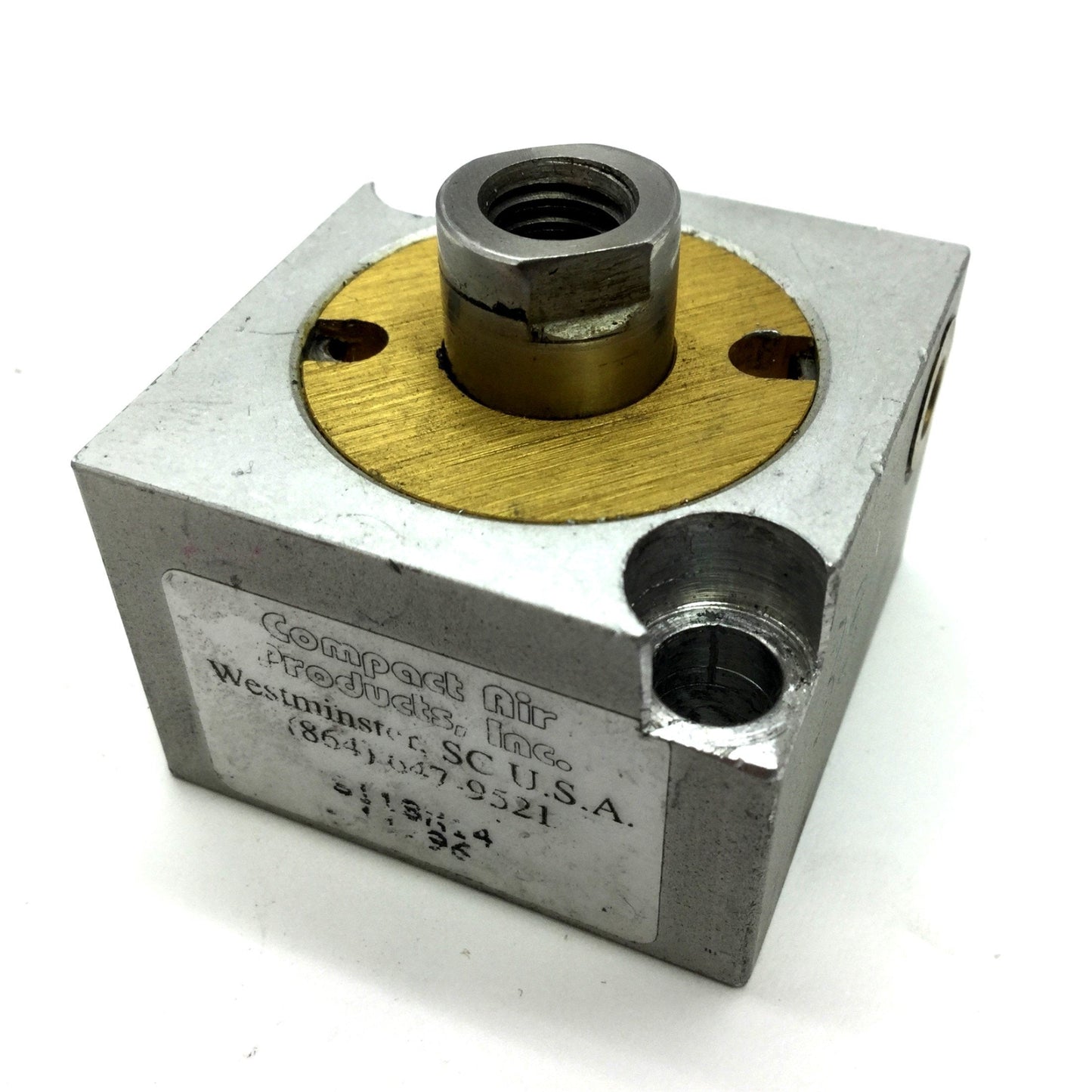 Used Compact S118X14 Pneumatic Cylinder, 10-32UNF, Travel: 0.25", Bore 1-1/8"