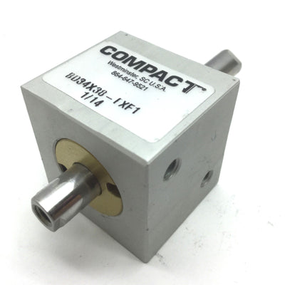 Used Compact BD34X38-EXF1 Pneumatic Double Rod Cylinder Travel 0.375" Bore 3/4"