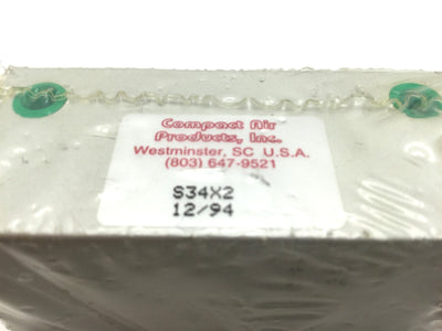 New Compact S34X2 Pneumatic Cylinder 10-32 UNF Travel 2" Bore .75"