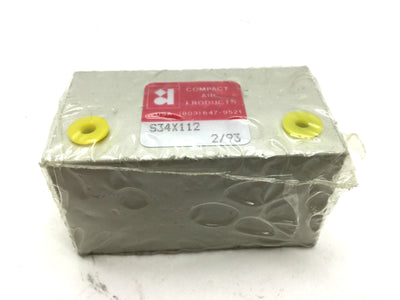 New Compact S34X112 Pneumatic Cylinder 10-32 UNF Travel 1.5" Bore .75"