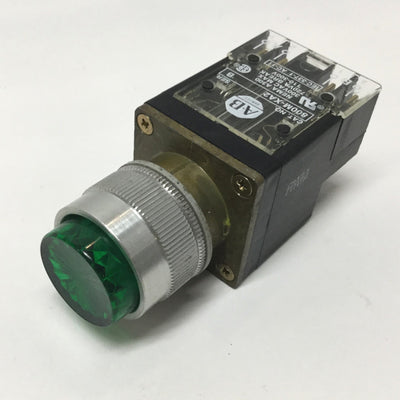 Used Allen Bradley 800MR-QAL24 Illuminated Lighted Pushbutton, Green, 24V w/800M-XA2