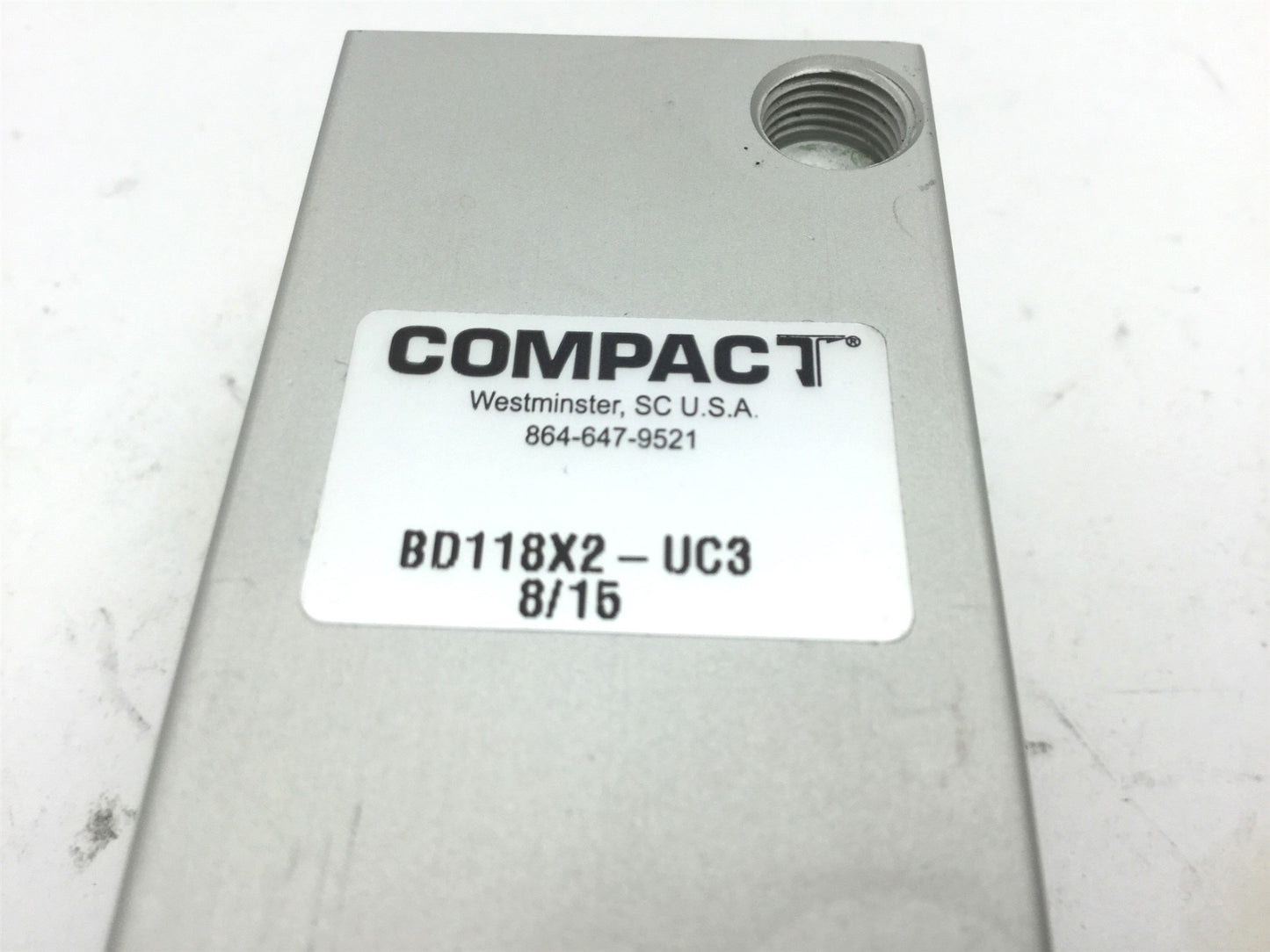 Used Compact BD118X2-UC3 Pneumatic Double Cylinder Cushioned, Bore 1-1/8" Stroke 2"