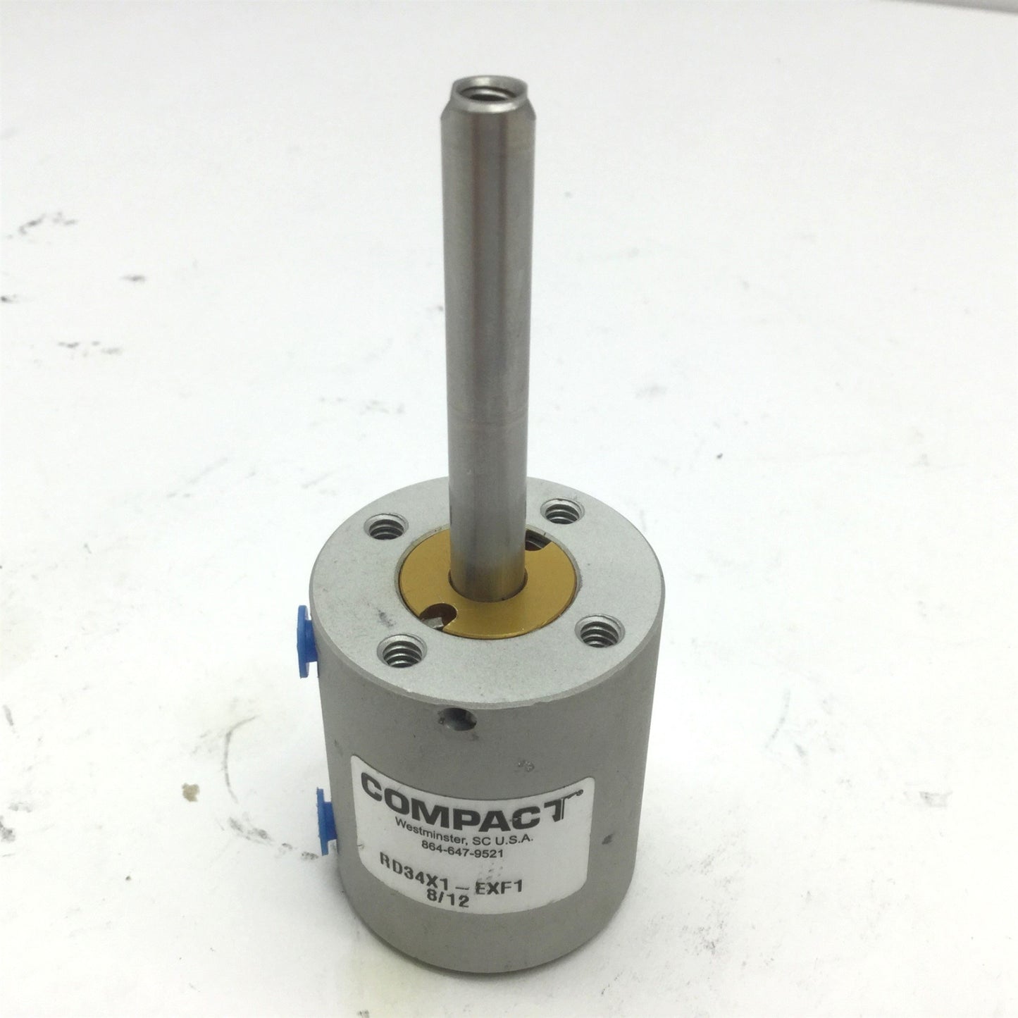 Used Compact RD34X1-EXF1 Round Pneumatic Double Cylinder, Bore 3/4", Stroke 1", 10-32