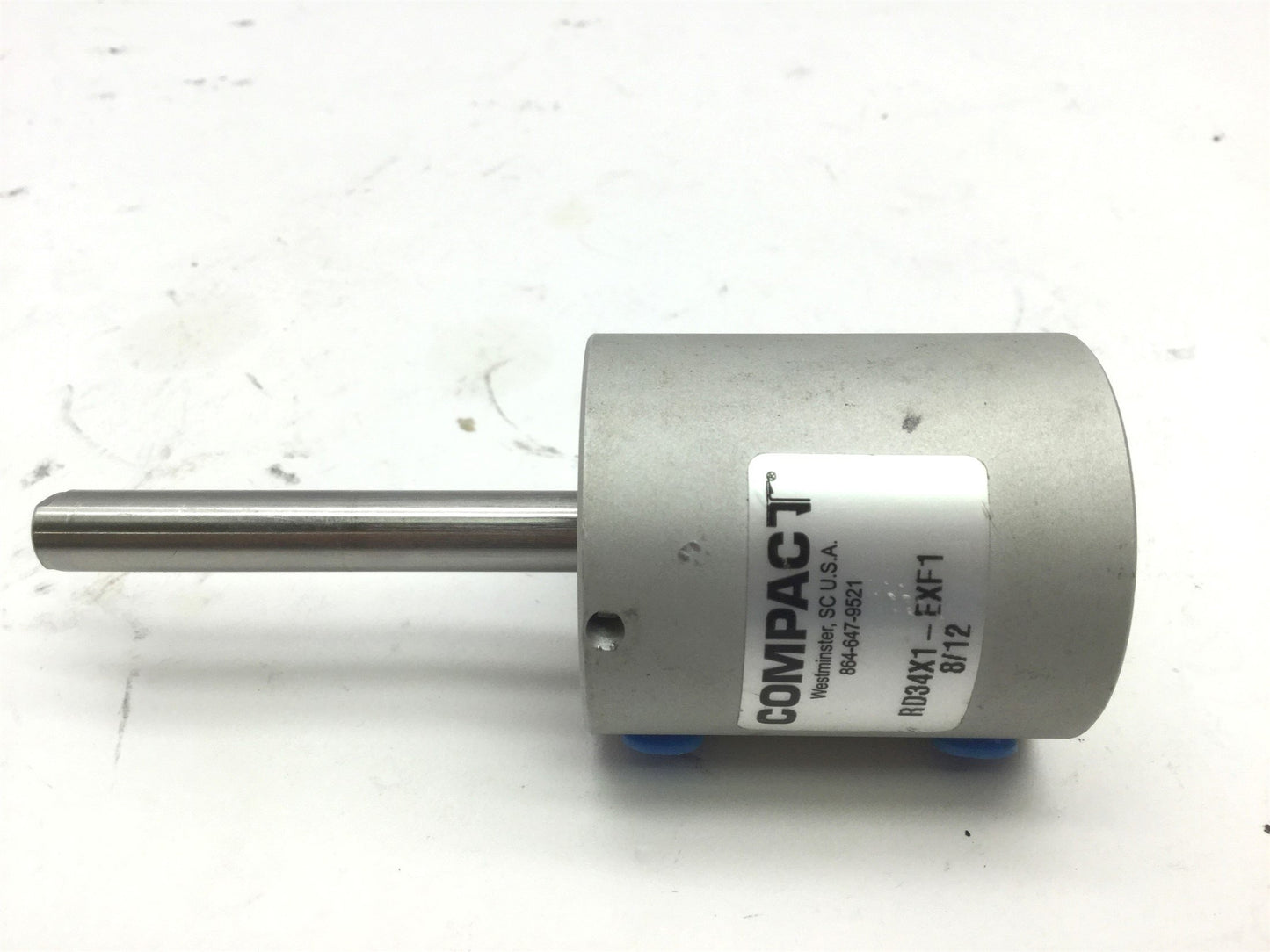 Used Compact RD34X1-EXF1 Round Pneumatic Double Cylinder, Bore 3/4", Stroke 1", 10-32
