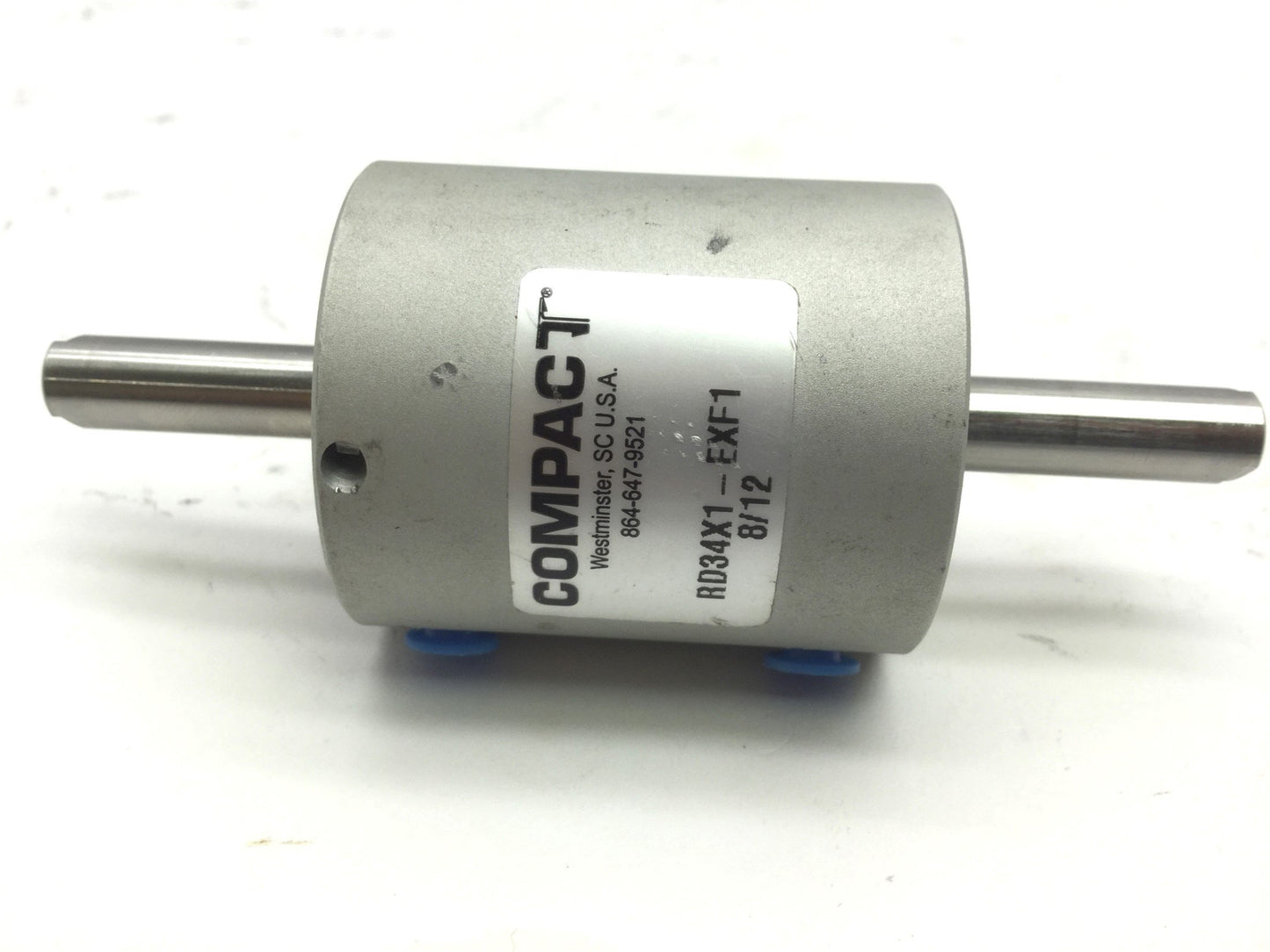 Used Compact RD34X1-EXF1 Round Pneumatic Double Cylinder, Bore 3/4", Stroke 1", 10-32