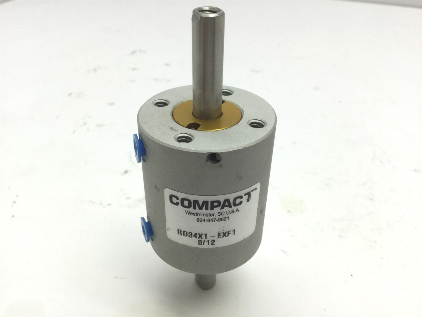 Used Compact RD34X1-EXF1 Round Pneumatic Double Cylinder, Bore 3/4", Stroke 1", 10-32