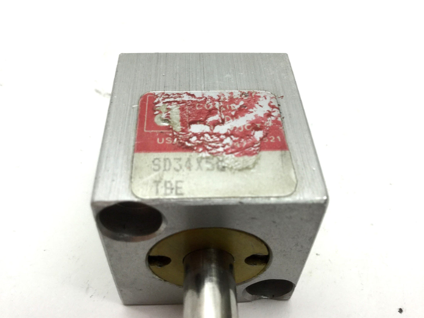 Used Compact SD34X58 Pneumatic Double End Cylinder, 10-32UNF Bore 0.75" Travel 0.625"