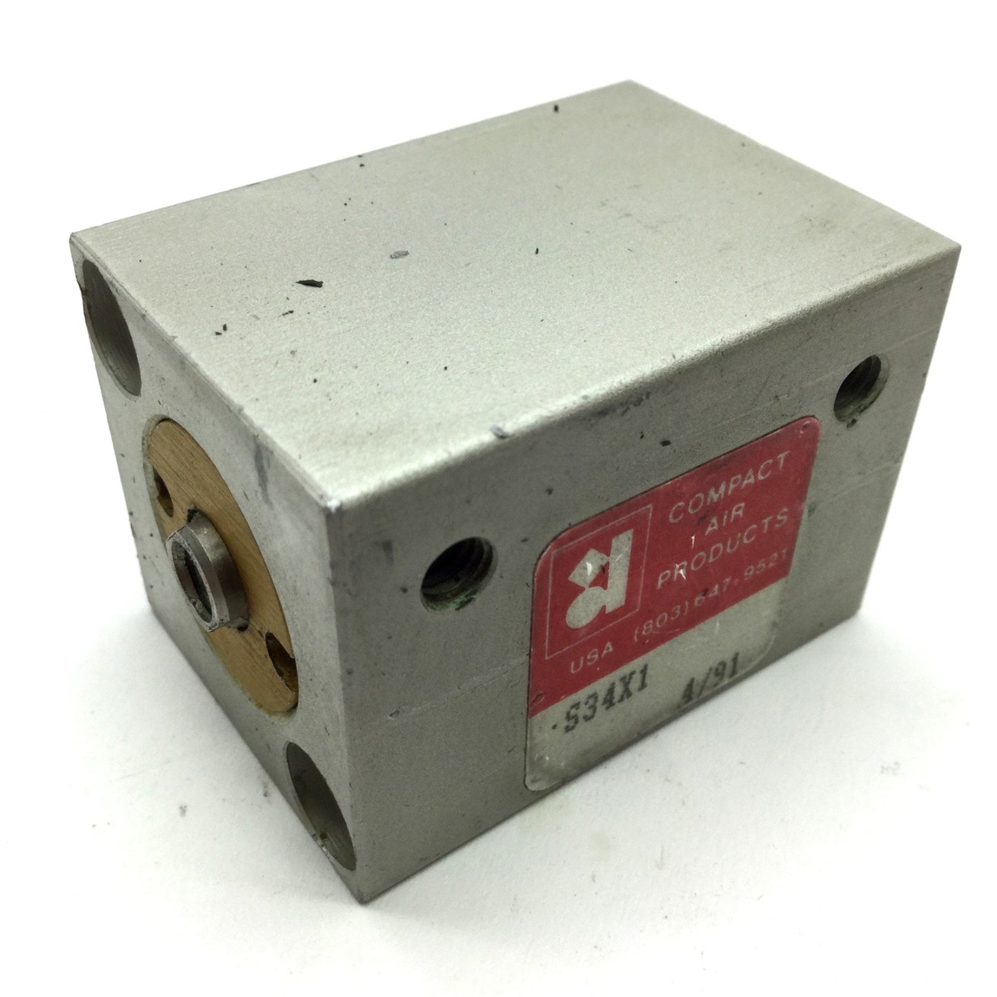 Used Compact S34X1 Pneumatic Cylinder, Ports: 10-32UNF, Bore: 0.75", Travel: 1"