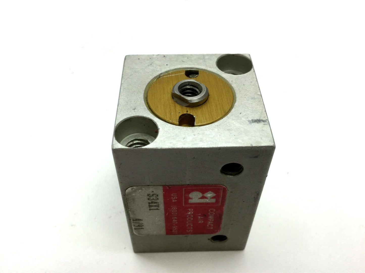 Used Compact S34X1 Pneumatic Cylinder, Ports: 10-32UNF, Bore: 0.75", Travel: 1"