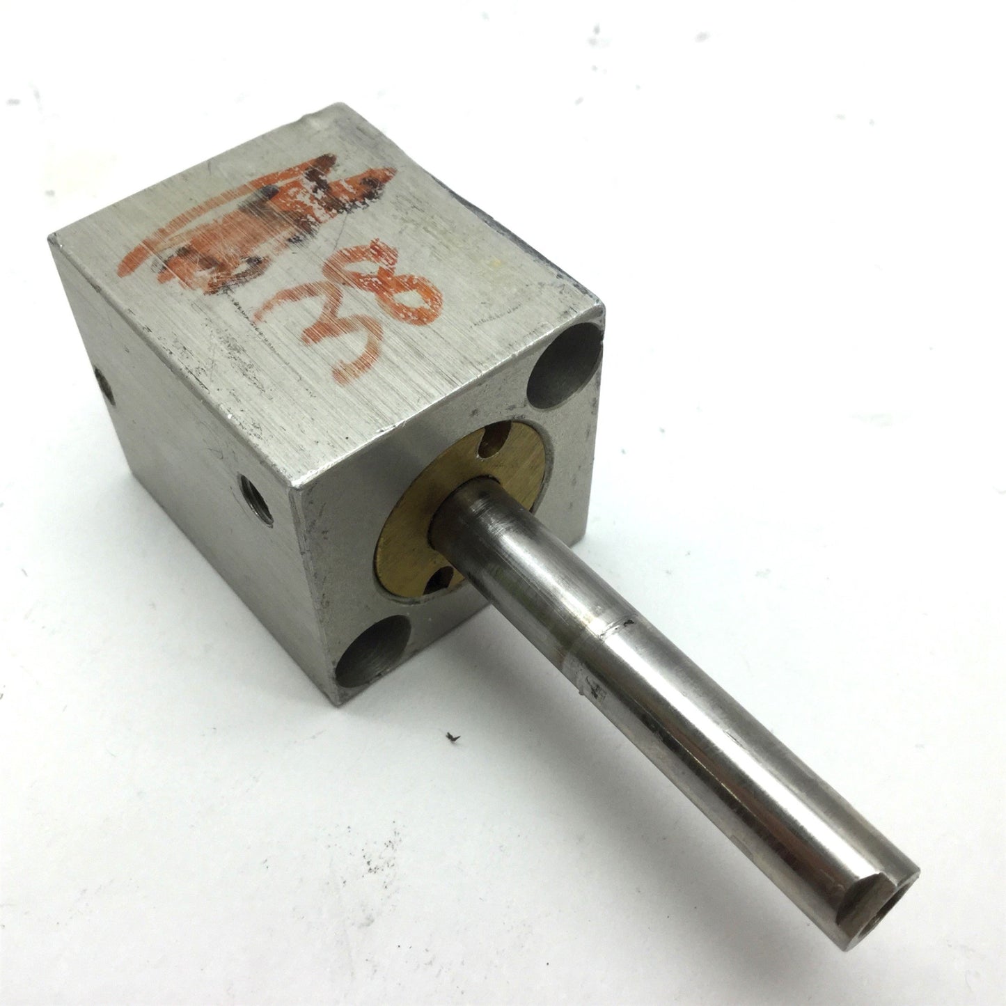 Used Compact SD34X34-EX1 Pneumatic Double Rod Cylinder Bore 3/4" 10-32UNF Travel 3/4"