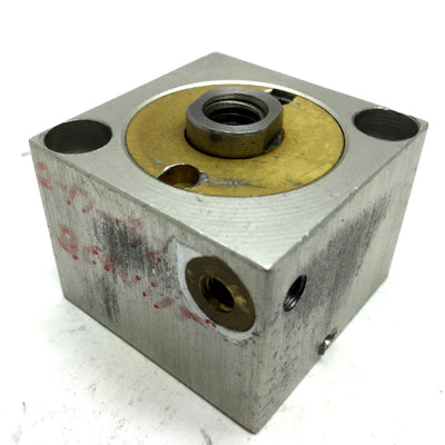 Used Compact S118X38 Pneumatic Cylinder, 1/8 NPT 10-32UNF, Travel: 3/8", Bore 1-1/8"