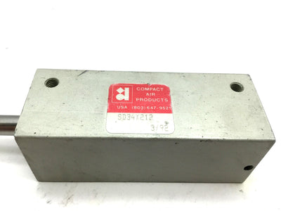 Used Compact SD34X212 Pneumatic Double End Cylinder 10-32UNF, Travel: 2.5", Bore 3/4"