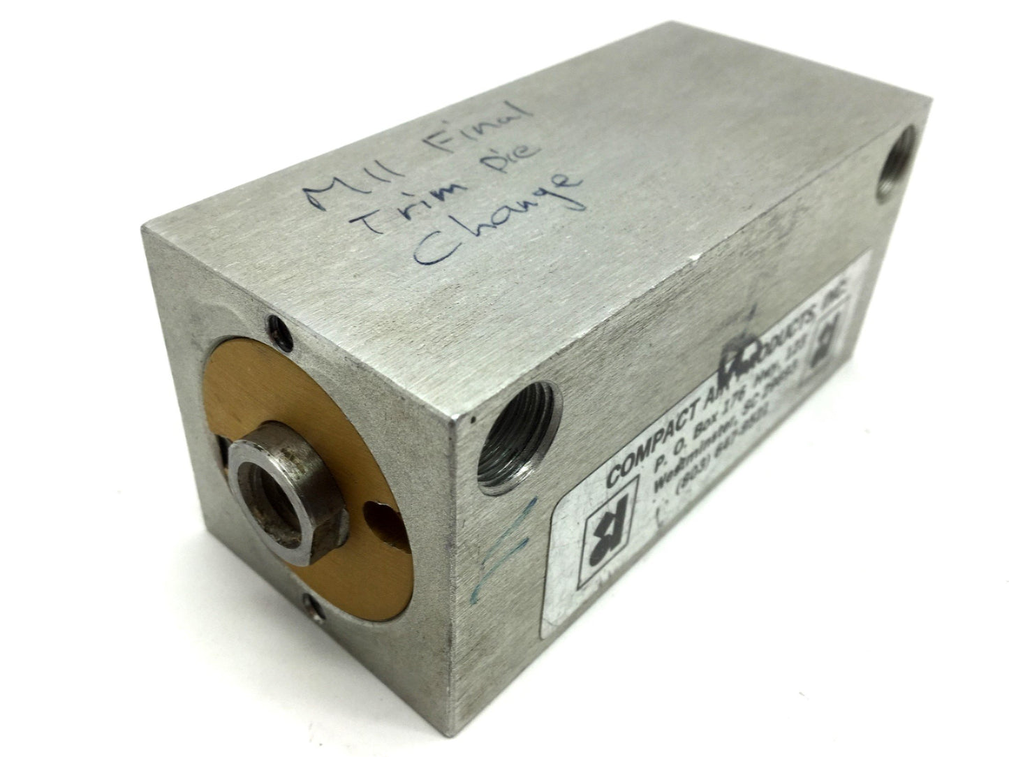 Used Compact B118X212 Pneumatic Cylinder, 1/8 NPT, Travel: 2.5", Bore 1-1/8"