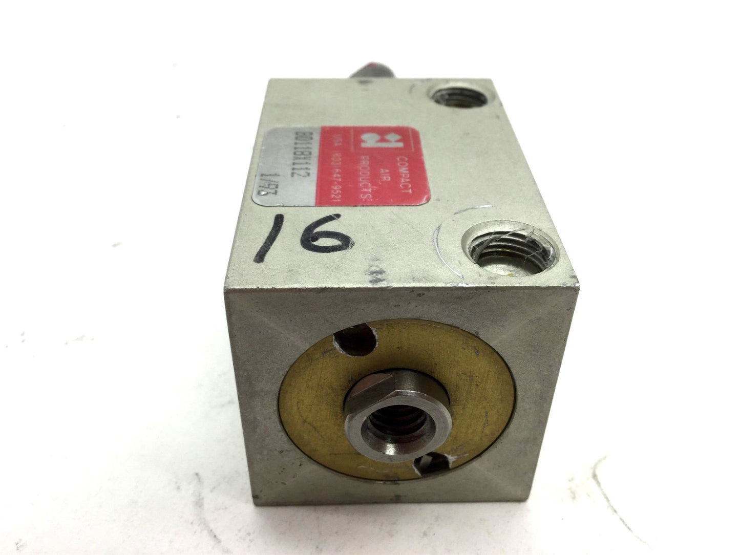 Used Compact BD118X112 Pneumatic Double Rod Cylinder Travel 1.5" 1/8" NPT Bore 1-1/8"