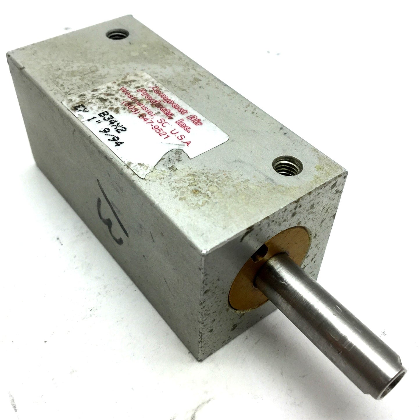 Used Compact B34X2-EX1 Pneumatic Cylinder 10-32 UNF Travel 2" Bore 3/4", Rod: 5/16"