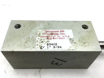 Used Compact B34X2-EX1 Pneumatic Cylinder 10-32 UNF Travel 2" Bore 3/4", Rod: 5/16"
