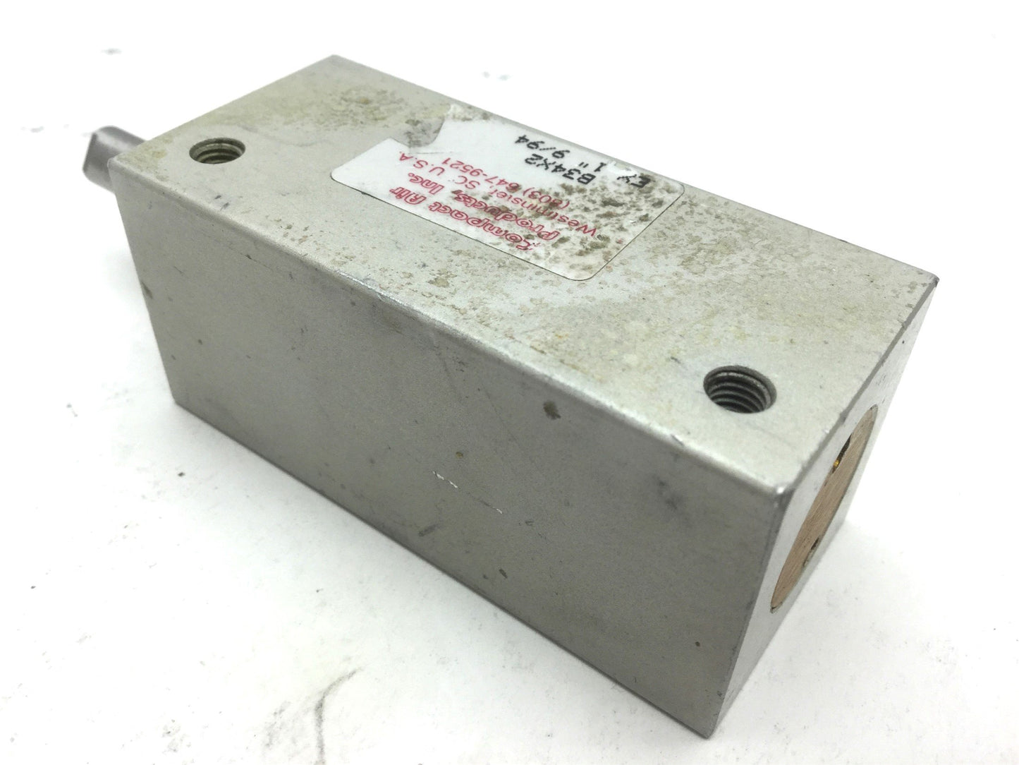 Used Compact B34X2-EX1 Pneumatic Cylinder 10-32 UNF Travel 2" Bore 3/4", Rod: 5/16"