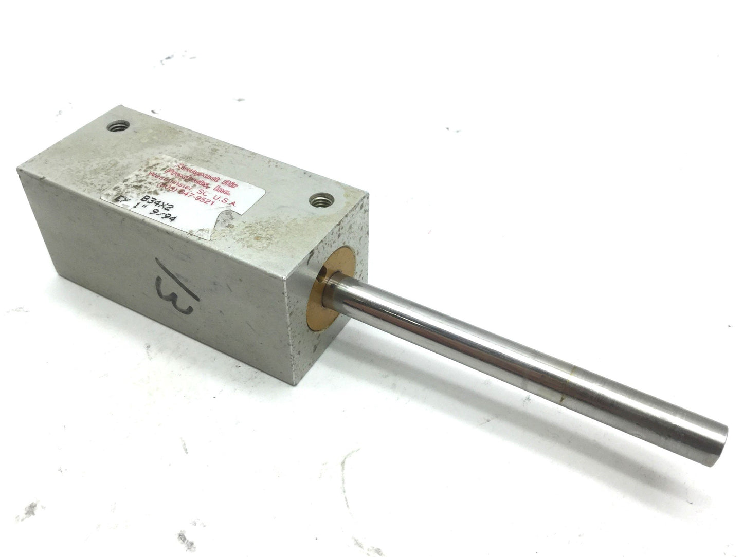 Used Compact B34X2-EX1 Pneumatic Cylinder 10-32 UNF Travel 2" Bore 3/4", Rod: 5/16"