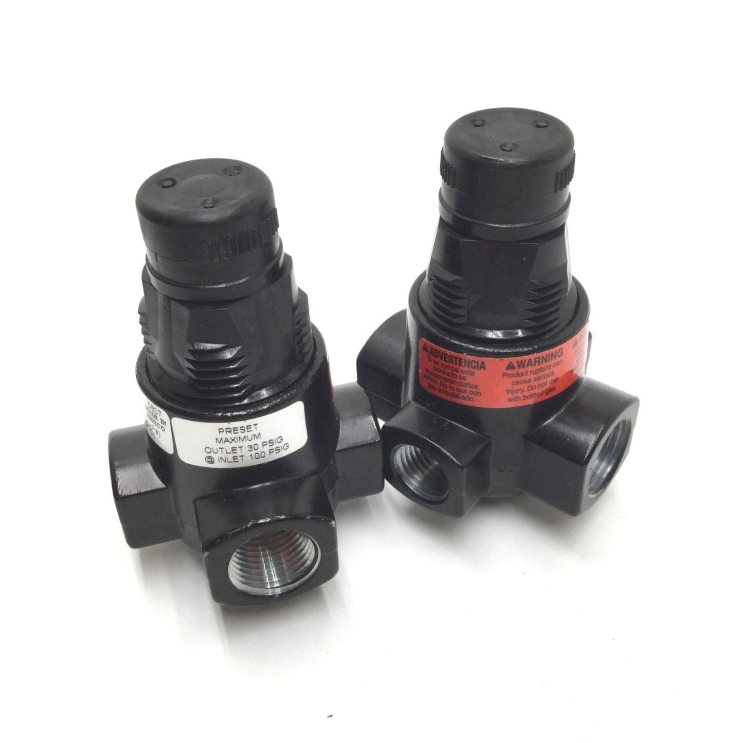 Used Lot of 2 Parker 15R211FBL030 Pneumatic Regulator Max Outlet: 30psi, 1/4" NPT