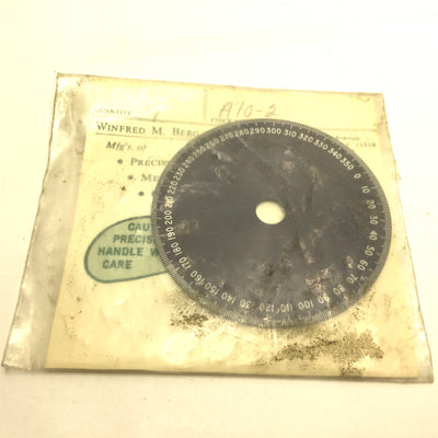 New BERG A10-2 Engraved Flat Disk Bore: 3/8", Range: 0-360, Outside Diameter: 3"