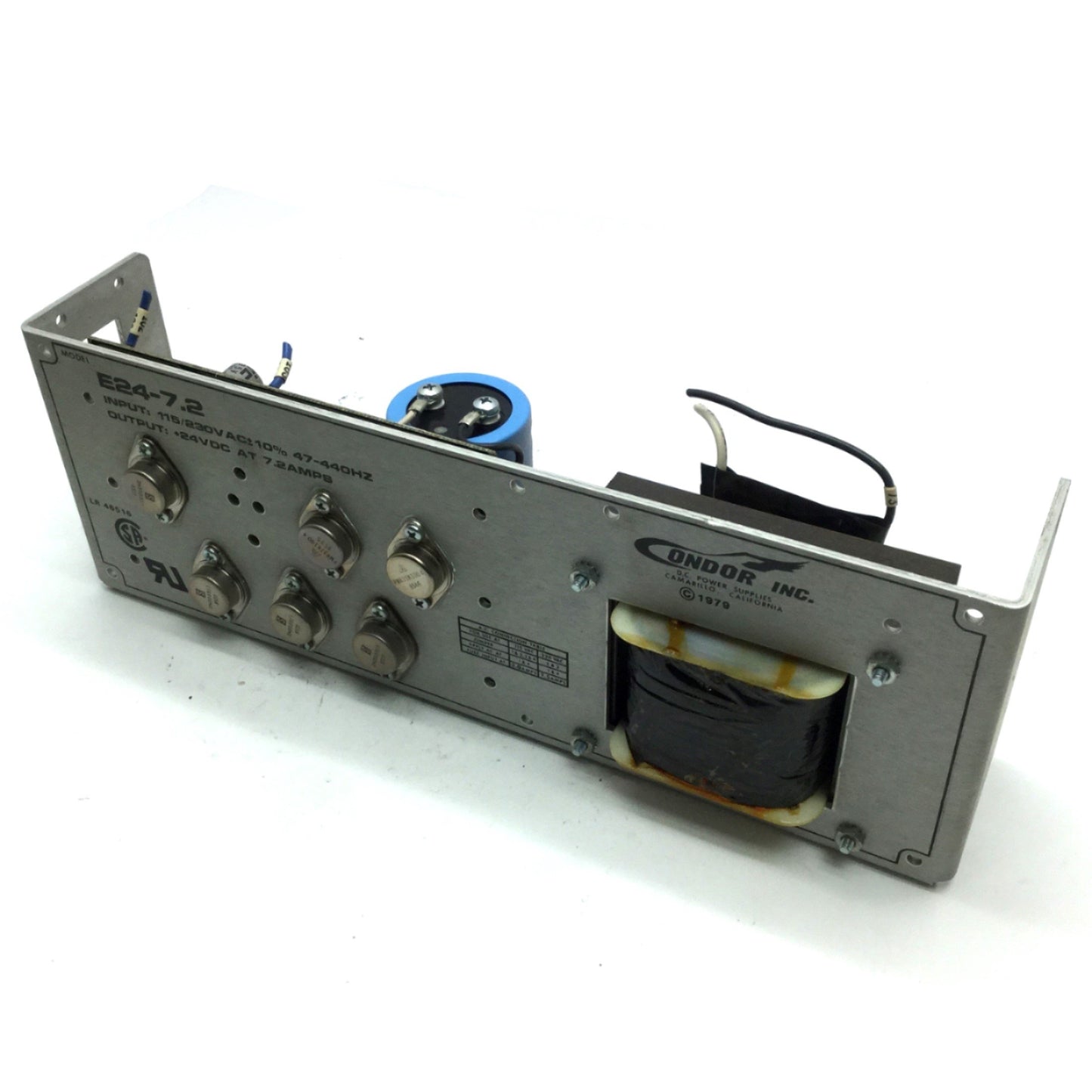 Used Condor E24-7.2 Power Supply In: 115/230VAC 47-440Hz Out: 24VDC 7.2A