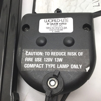 Used Dazor 118V-60HZ-0.3A World-Lite w/Flexible Arm, 118V, 60Hz, Missing Bulb